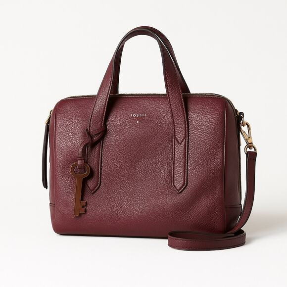 Fossil Sydney Leather Satchel in Raison - Picture 1 of 8
